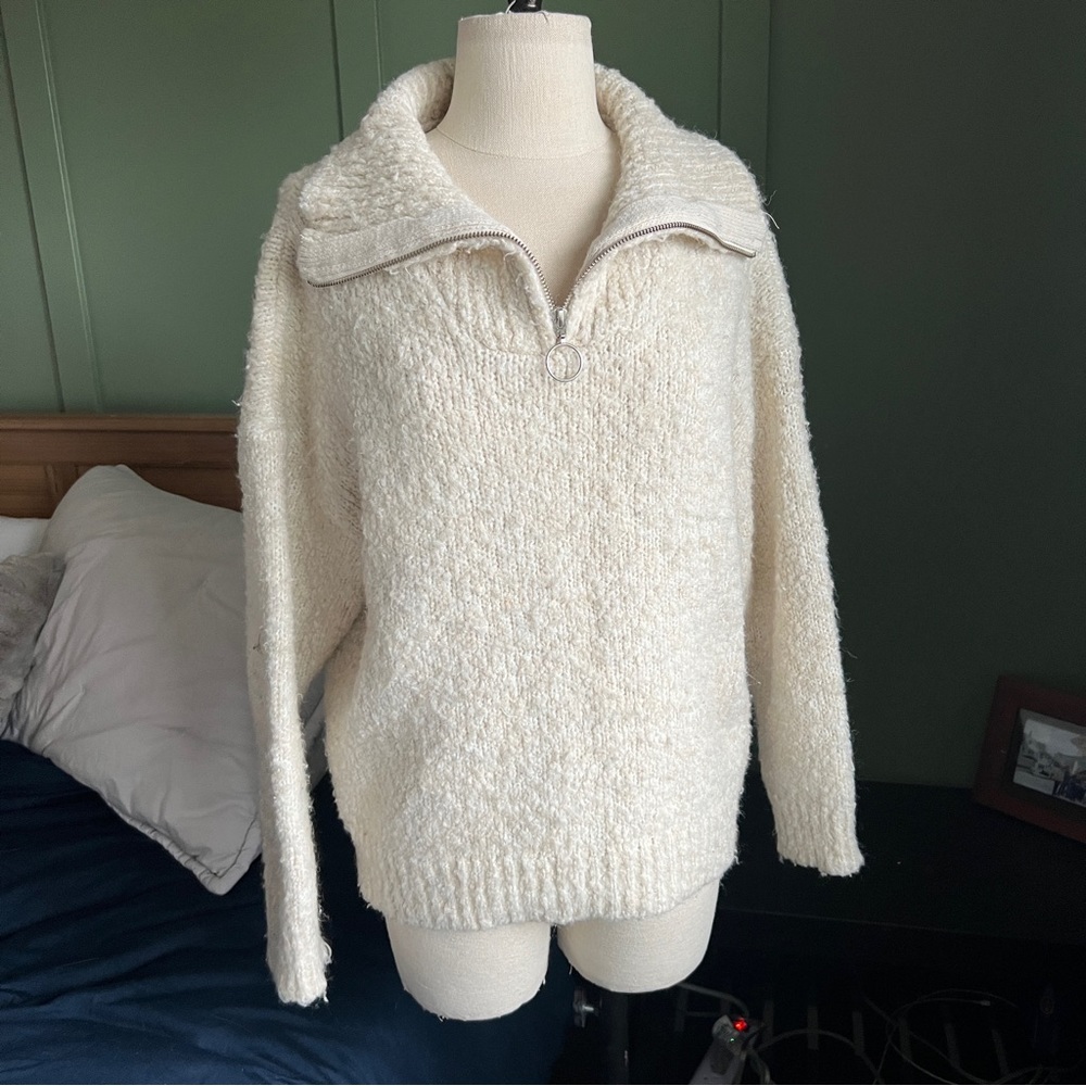 Anthropologie Cotton and Linen 1/4 Zip Sweater